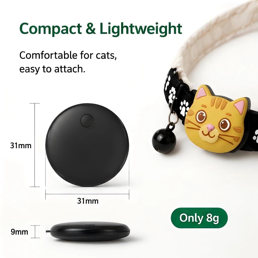 Smart Cat Bluetooth Tracker | Works with Apple Find My & Android Find Hub | Waterproof Cat Collar Locator Tag