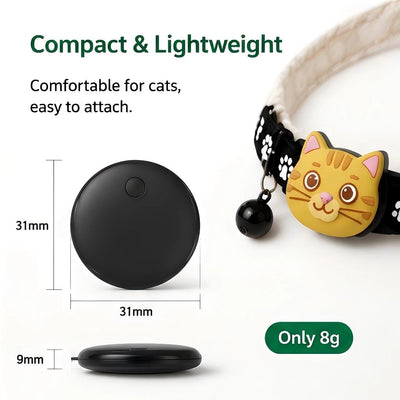 Smart Cat Bluetooth Tracker | Works with Apple Find My & Android Find Hub | Waterproof Cat Collar Locator Tag