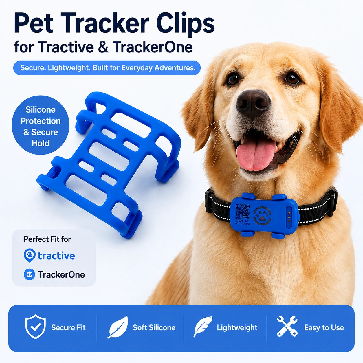 TrackerOne Pet Tracker Clip in silicone 3 pezzi disponibili per GP30
