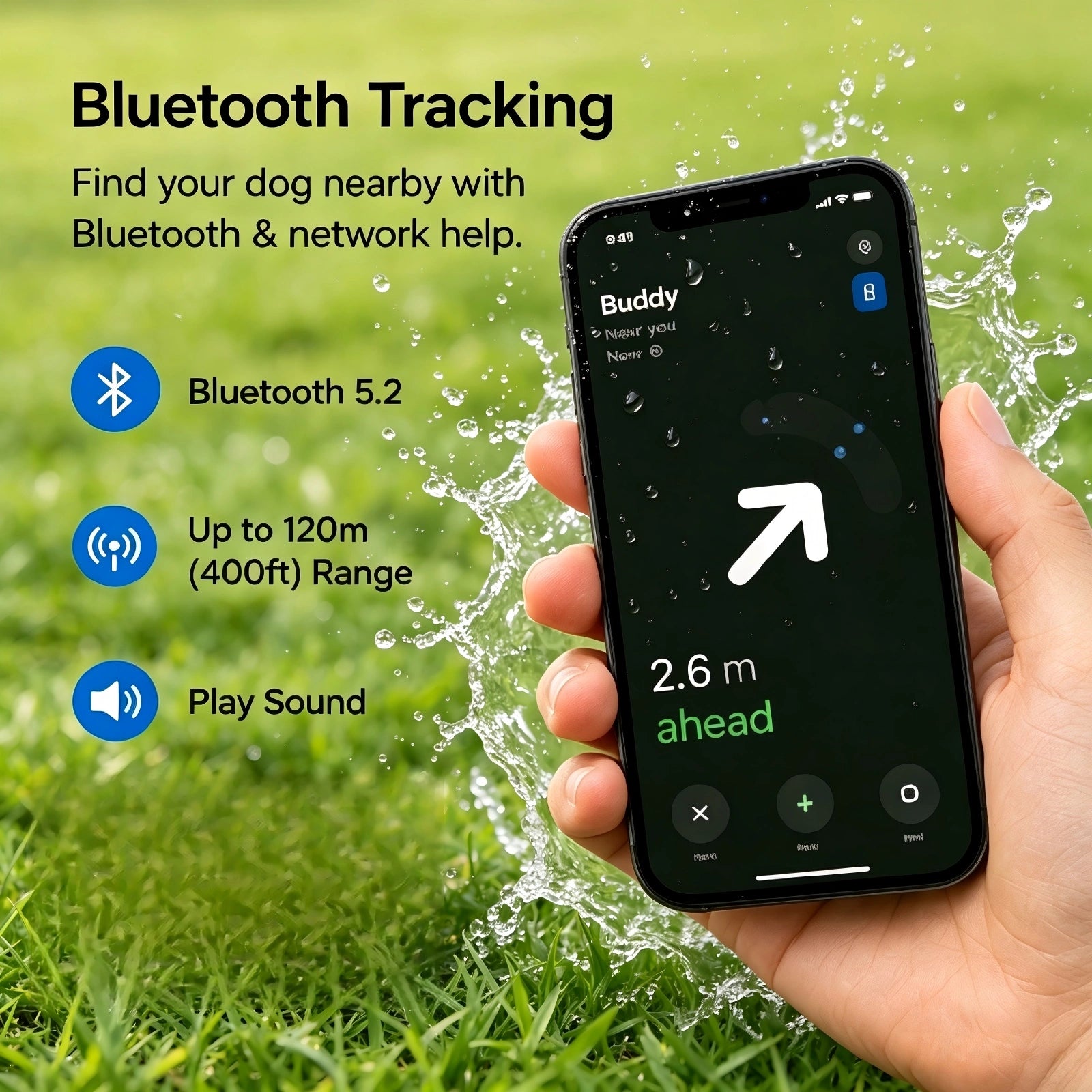 Smart Bluetooth Dog Tracker | Works with Apple Find My & Android Find Hub | Waterproof Pet Locator Tag | No Monthly Fees